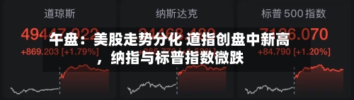 午盘：美股走势分化 道指创盘中新高	，纳指与标普指数微跌-第3张图片