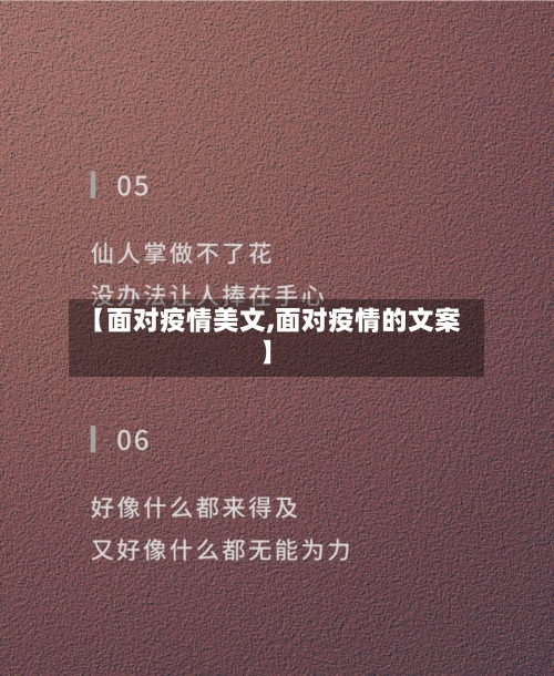 【面对疫情美文,面对疫情的文案】-第3张图片