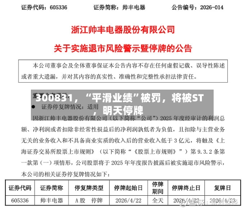 300831	，“平滑业绩	”被罚，将被ST，明天停牌-第2张图片