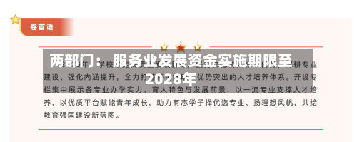 两部门： 服务业发展资金实施期限至2028年