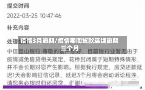 疫情3月逾期/疫情期间贷款连续逾期三个月
