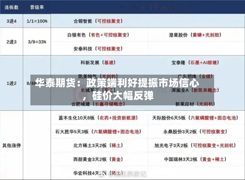 华泰期货：政策端利好提振市场信心	，硅价大幅反弹-第2张图片
