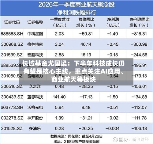 长城基金尤国梁：下半年科技成长仍有望是核心主线	，重点关注AI应用	、商业航天等板块-第2张图片