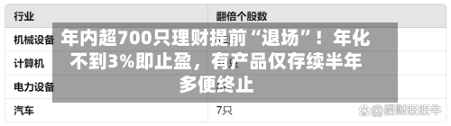 年内超700只理财提前“退场	”！年化不到3%即止盈	，有产品仅存续半年多便终止-第2张图片