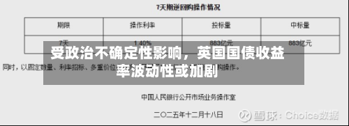 受政治不确定性影响，英国国债收益率波动性或加剧