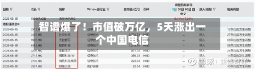 智谱爆了！市值破万亿，5天涨出一个中国电信-第2张图片