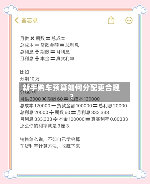 新手购车预算如何分配更合理？