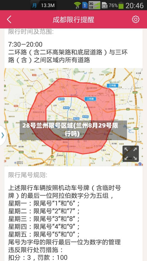 28号兰州限号区域(兰州8月29号限行吗)