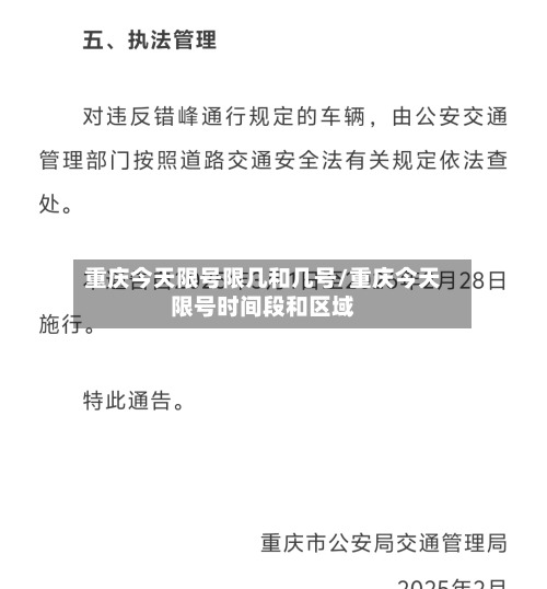 重庆今天限号限几和几号/重庆今天限号时间段和区域-第3张图片