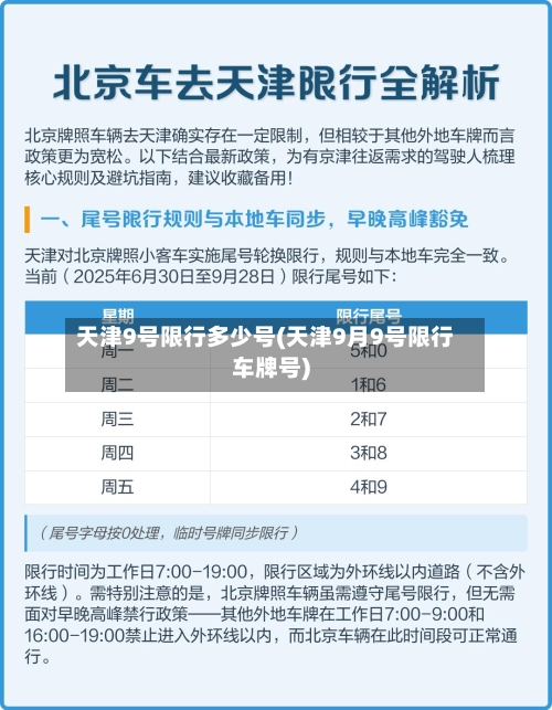 天津9号限行多少号(天津9月9号限行车牌号)